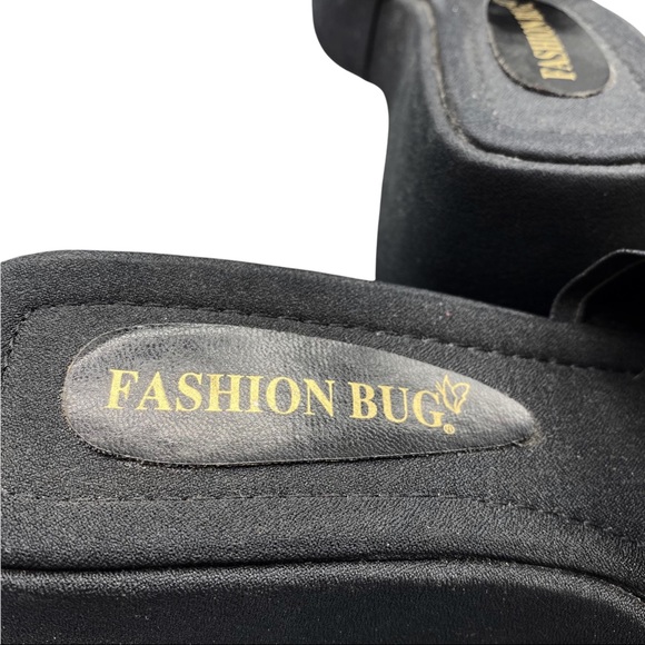 Vintage Fashion Bug Tapestry Black Square Toe Chunky Platform Slip On Sandals 9 - Picture 11 of 12